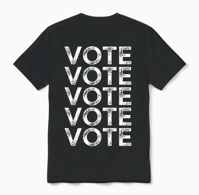 Vote Vote Vote Vote Vote Unisex T-Shirt in Black