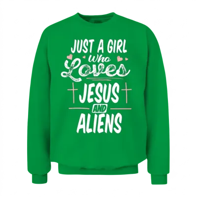 Christian Christianity Humor Alien Jesus Unisex Sweatshirt - Irish Green