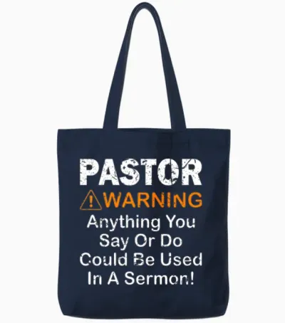 Pastor Warning Funny Gift Tote Bags - Navy