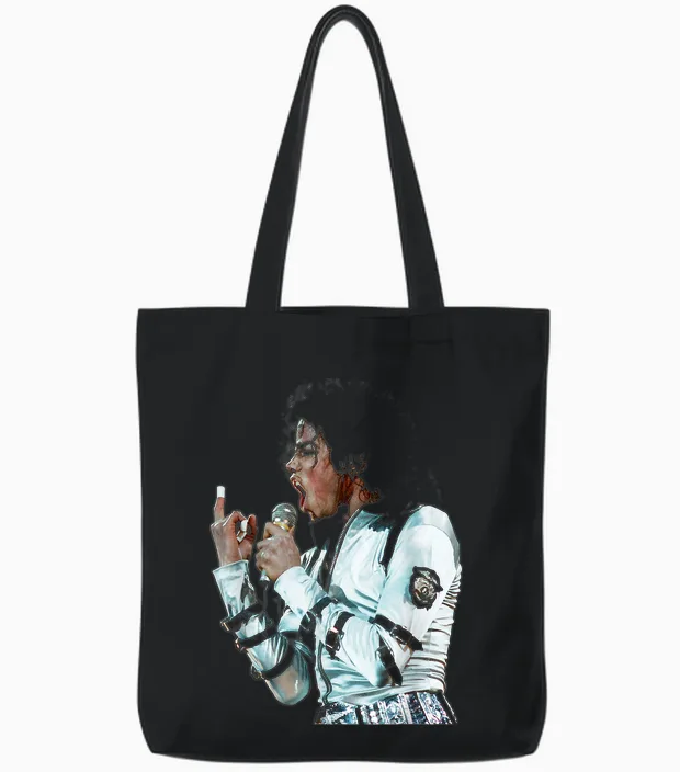 Michael Jackson Live Bad Tour Wembley 1988 Tote Bags in Black