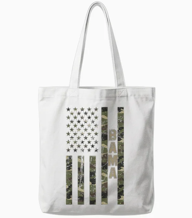 Bama Alabama United States Distressed Camo W Us Tote Bags in White