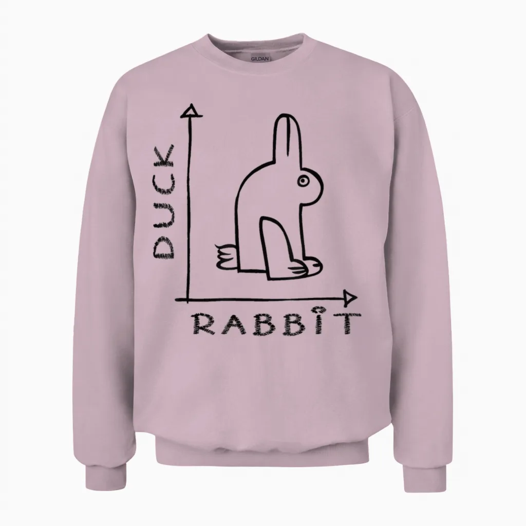 Rabbit Duck Funny Optical Illusion Unisex Sweatshirt in Light Pink