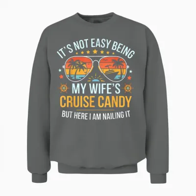 Matching Couples Cruise Candy Husband and Wife Cruise Unisex Sweatshirt - Graphite Heather