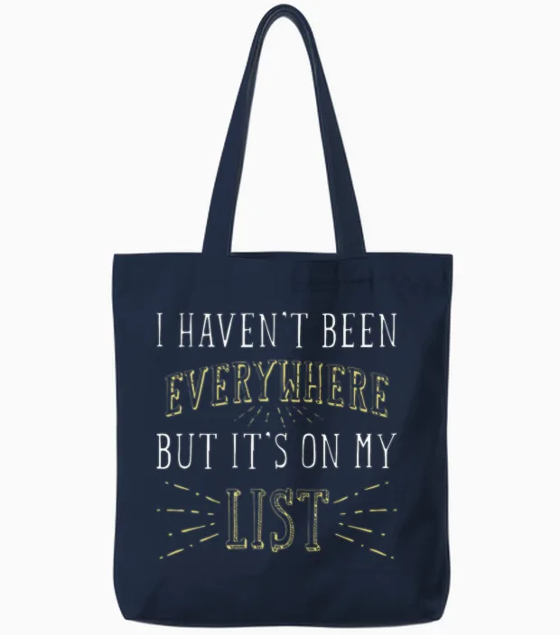 Travelling Quote Memes & Humor Tote Bags in Navy