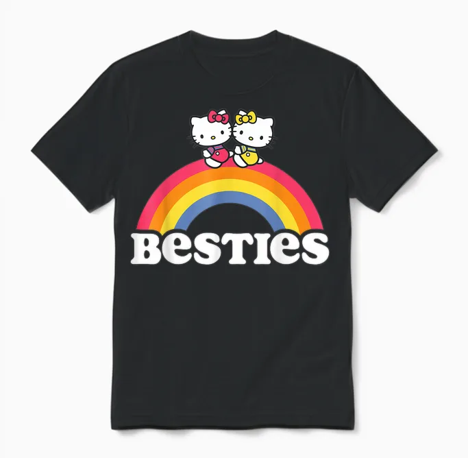 Hello Kitty and Mimmy Besties Unisex T-Shirt in Black