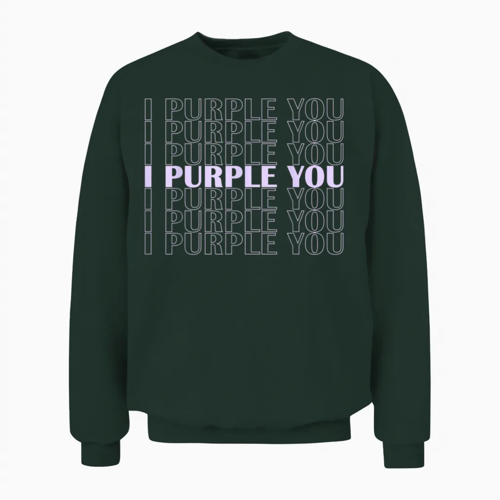 I Purple You Subtle Kpop Fanartikel | Süße Romantische Phrase Unisex Sweatshirt in Forest