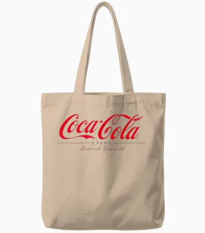 Coca Cola Enjoy and Refresh Yourself T-Shirt, White Tote Bags - Natural
