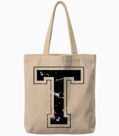 Initial Letter T Tote Bags - Natural