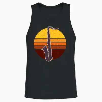 Saxophone Retro Unisex Tank Top - Black