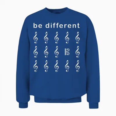Viola Alto Key Saying Be Different Musician T-Shirt, Black, S Unisex Sweatshirt - Royal