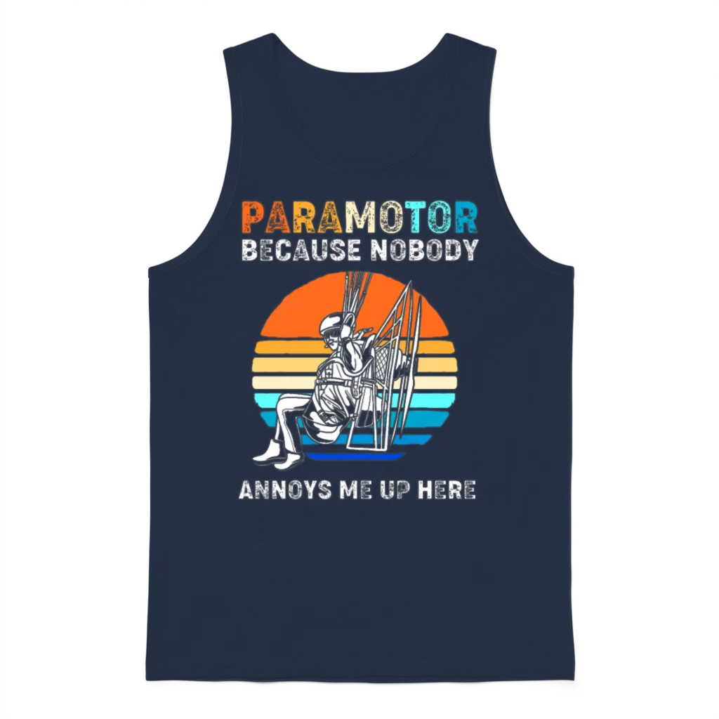 Nobody Annoys Me Up Here Retro Sunset Paramotoring Unisex Tank Top - Navy