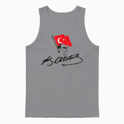 Atatürk Logo, Mustafa Kemal Atatürk Signature Imza, Türkiye Unisex Tank Top - Sport Grey