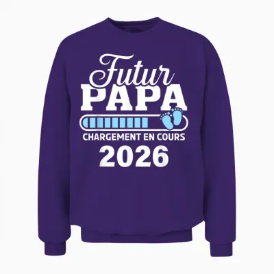 Je Vais être Papa 2026 T-Shirt Man Future Papa 2026 Unisex Sweatshirt - Purple