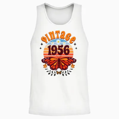 Vintage Année 1956 Papillon 70 Ans Anniversaire Femme Unisex Tank Top - White