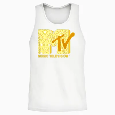 The Official Mtv Logo with Summer Fresh Lemons Unisex Tank Top - White