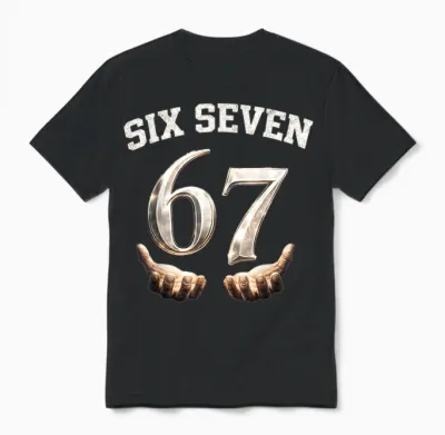 Six Seven 67 Meme Lustiges Zahlen Design Für Kinder Teenager Unisex T-Shirt - Black
