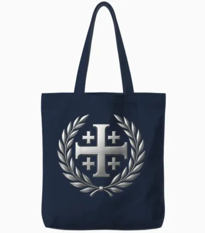 Croix De Jérusalem - Chrétien Catholique Tote Bags - Navy