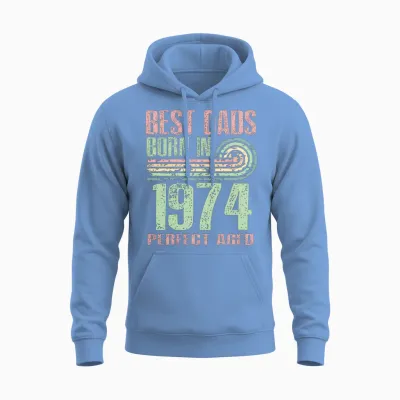 Best Dads Are Born in 1974 49 Years Old 49th Unisex Hoodie - Carolina Blue