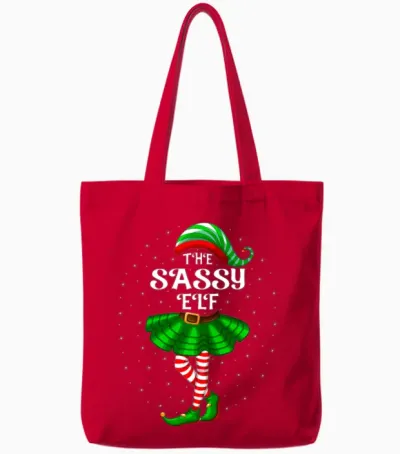 The Sassy Elf Christmas Tote Bags - Red