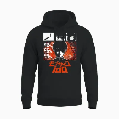 Mob Psycho 100 Emotion Power Percentage Collage Anime Unisex Hoodie - Black