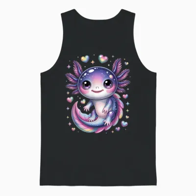 Cute Axolotl Motif Axolotl Unisex Tank Top - Black