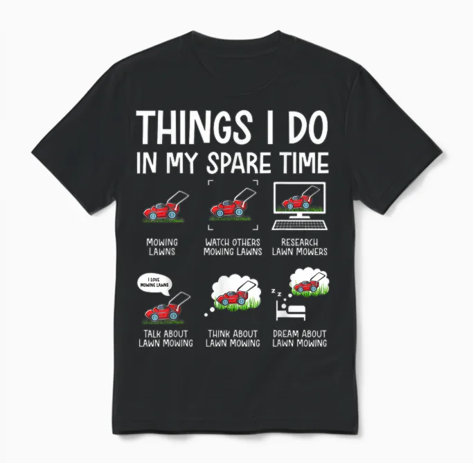 Funny Lawn Mower Clothes Gifts for Landscapers Gardener Men Unisex T-Shirt in Black