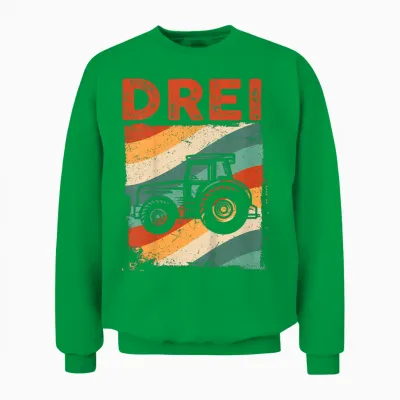 3. Geburtstag Retro Traktor Junge Trecker Bauer Kinder Unisex Sweatshirt - Irish Green
