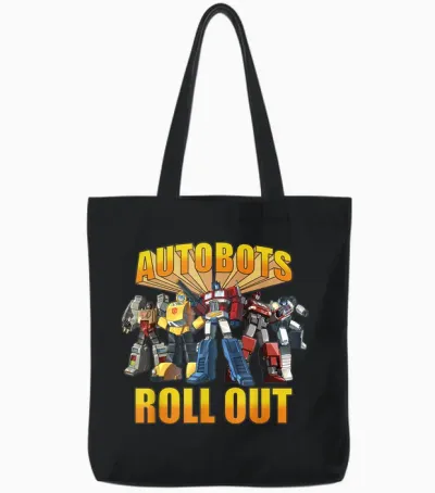 Transformers Retro Autobots Roll Out Group Shot Tote Bags - Black