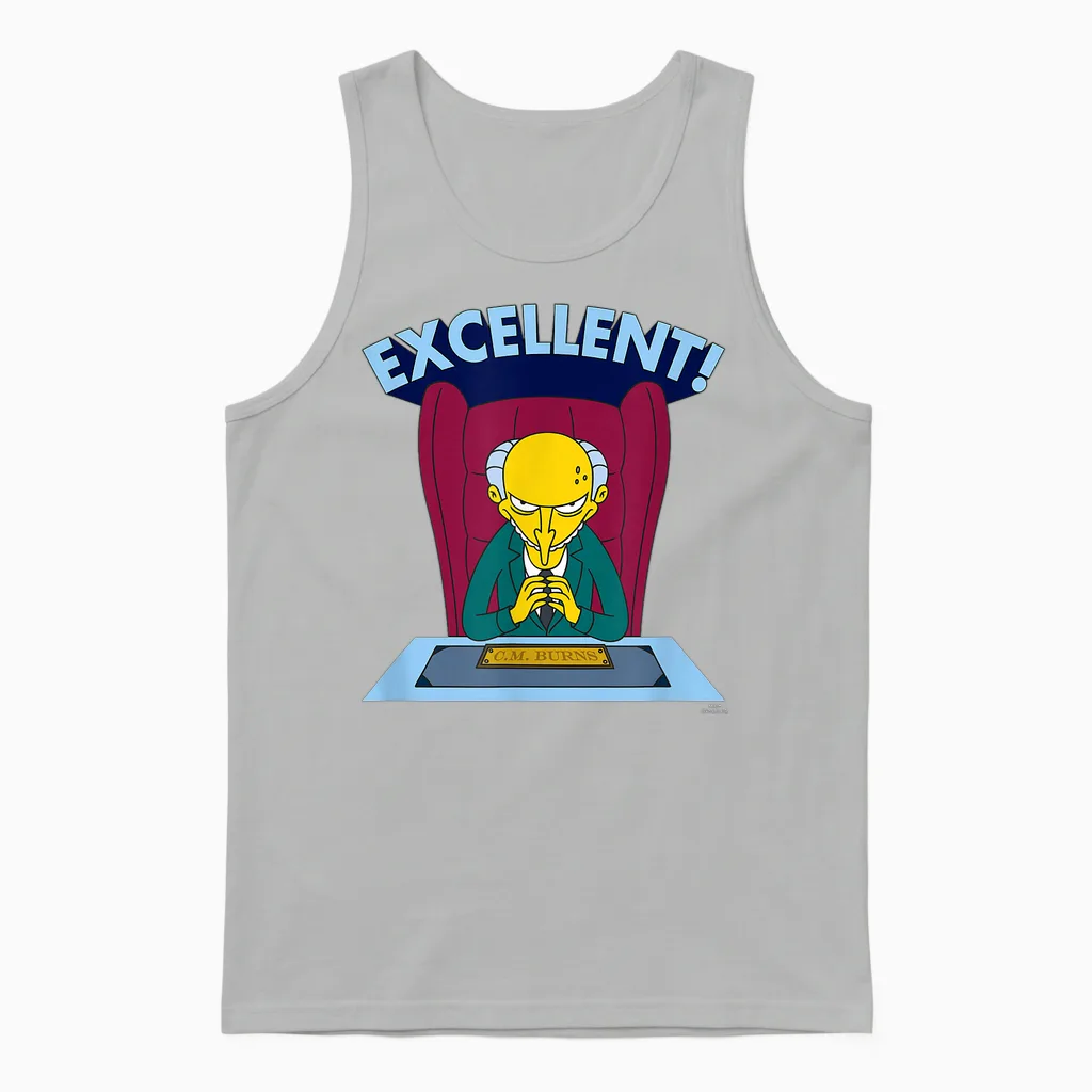 The Simpsons Mr. Burns Excellent Unisex Tank Top in Ash