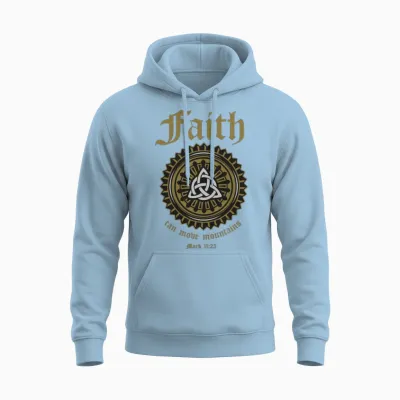 Faith Can Move Mountains Mark 11:23 Christian Unisex Hoodie - Light Blue