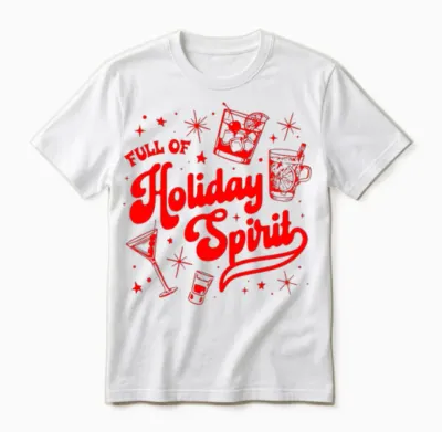 Full of Holiday Spirit Christmas Drinking Retro Cocktails Unisex T-Shirt - White