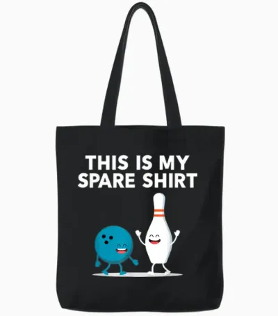 Funny Bowling Tee for Men Women Boys & Girls | Spare Tote Bags - Black