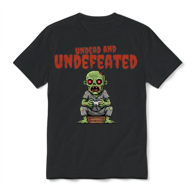 Undead and Undefeated โ Retro Zombie Gamer Unisex T-Shirt - Black