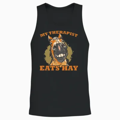 Horse Lover Horse Girl My Therapist Eats Hay Unisex Tank Top - Black