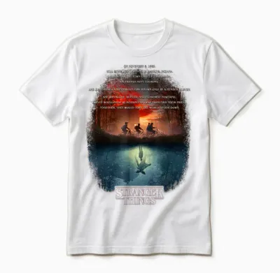 Stranger Things Upside Down Poster Officially Licensed Unisex T-Shirt - White