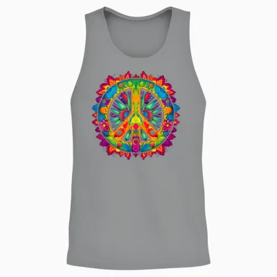 Peace Love Hippie Costume Tie Dye 60s 70s Unisex Tank Top - Sport Grey