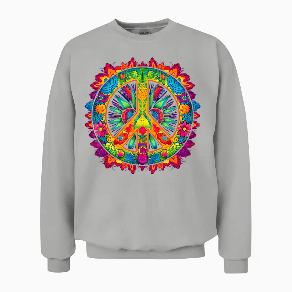 Peace Love Hippie Costume Tie Dye 60s 70s Unisex Sweatshirt in Ash
