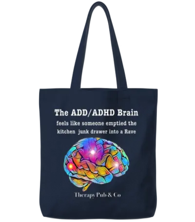 The Add Brain Is a Rave Tote Bags - Navy