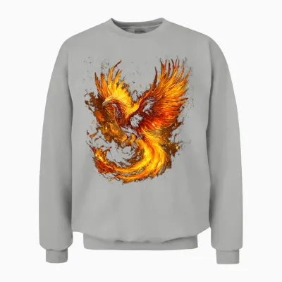 Phoenix Mythical Fantasy Illustration Phoenix T-Shirt, Black, S Unisex Sweatshirt - Ash