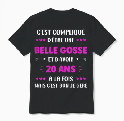 Girl 20 Years Beautiful Goose Birthday Humor Woman 20 Years T-Shirt, Black Unisex T-Shirt - Black