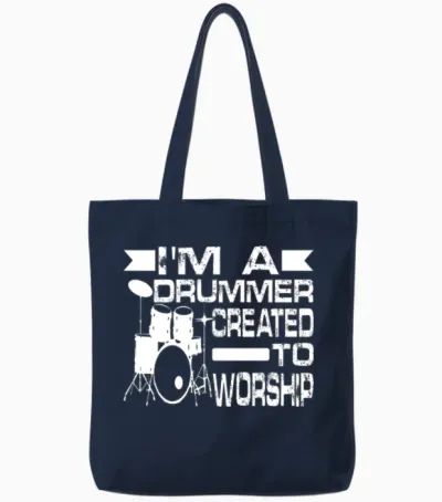 I'm a Drummer Created to Worship 2 Tote Bags - Navy