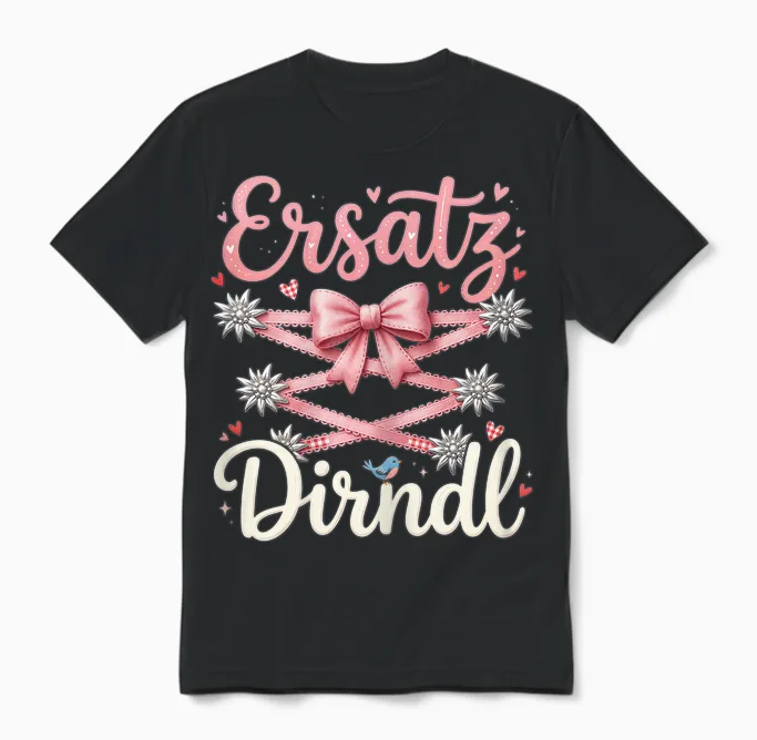 Outfit Trachten T-Shirt Damen Trachtenshirt Ersatz Dirndl Unisex T-Shirt in Black