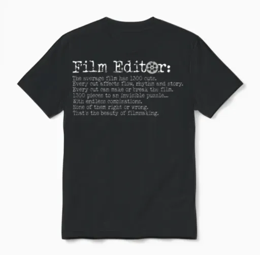 Film Editor Dad Videographer Video Filmmaking Unisex T-Shirt in Black