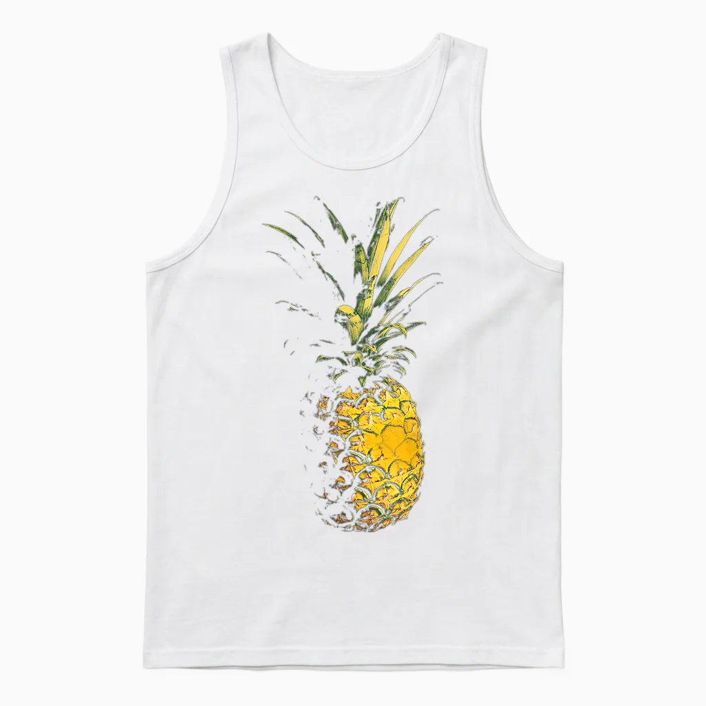 Graphic Art Pineapple Fruit Pineapple T-Shirt, Black, S Unisex Tank Top in White