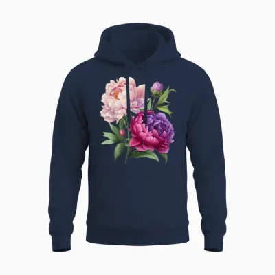 Pfingstrosen Blumen Aquarell Lavendel Lila Pfingstrosen Rosa Pfingstrose Unisex Hoodie - Navy