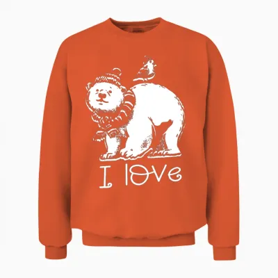 I Love Polar Bear Ice Bear Antartica Arctic Unisex Sweatshirt - Orange