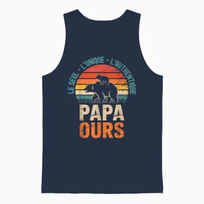 Dad Bear the Unique Authentic Funny Father's Day Gift Unisex Tank Top - Navy