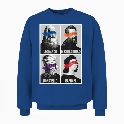 Renaissance Ninja Artists Poster Style Pop Art Unisex Sweatshirt - Royal