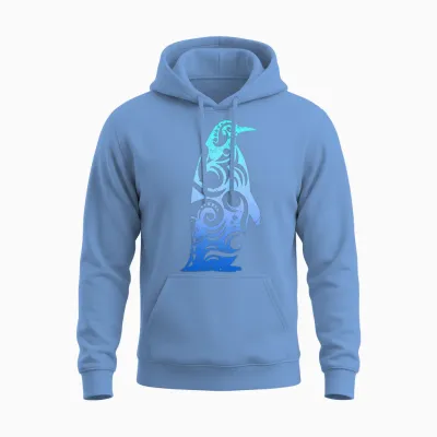 Penguin Maori Style Tribal Tattoo Gift Idea Unisex Hoodie - Carolina Blue