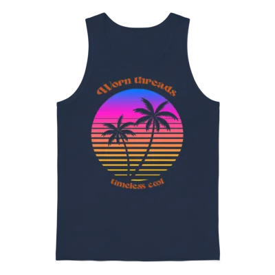 Vintage Sunset Retro Unisex Tank Top - Navy